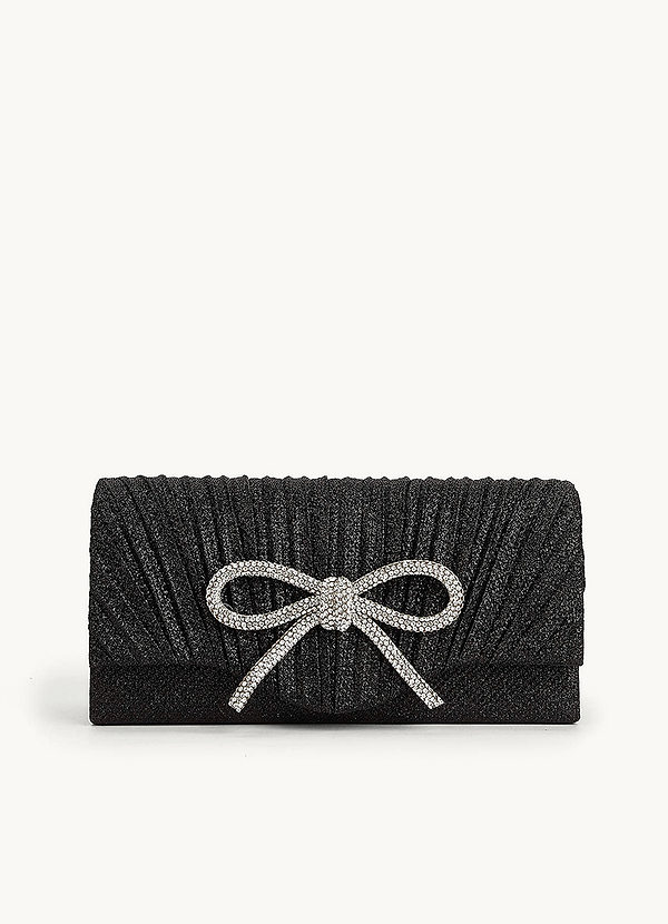 front Plissierte Clutch mit Strass-Schleife