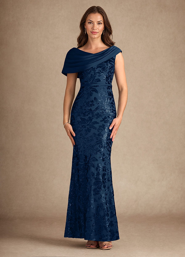 Azazie Marion Mother of the Brides Dresses Dark Navy Mermaid Sequins Dress image1