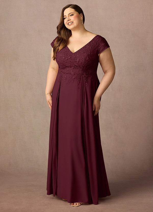 Azazie Rosemarie Mother of the Brides Dresses Cabernet A-Line Lace Dress image1