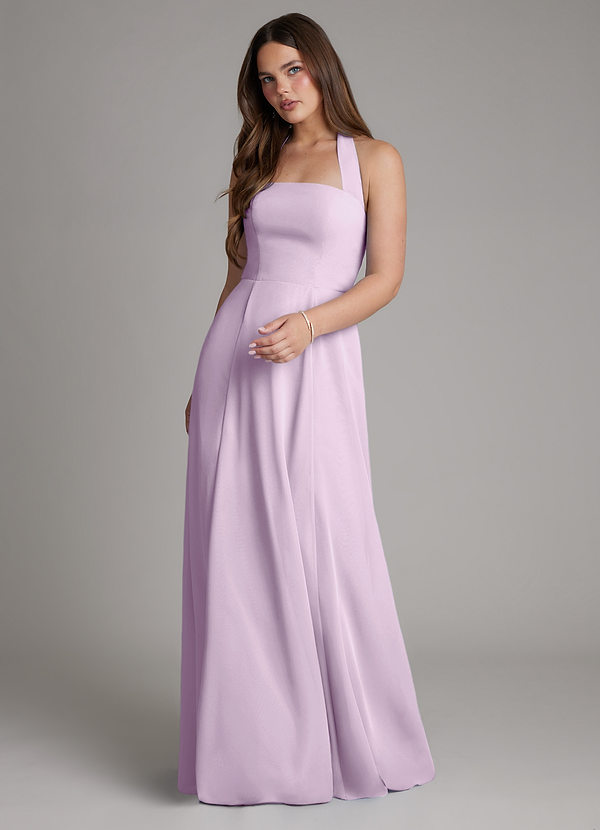 Azazie Irina Bridesmaid Dresses Frosted Lilac A-Line Pleated Chiffon Dress image1