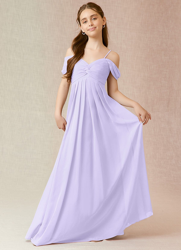 Azazie Kaitlynn Junior Lilac A-Line Off the Shoulder Chiffon Dress image1