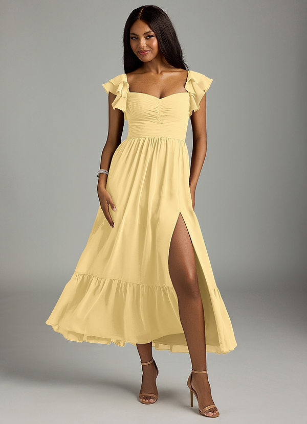 Azazie Anaya Bridesmaid Dresses Butter A-Line Sweetheart Neckline Chiffon Dress image1