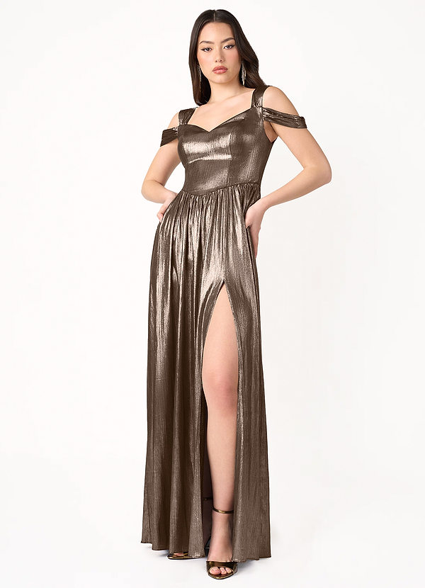 Yara Bronze Split Shoulder Gown image1