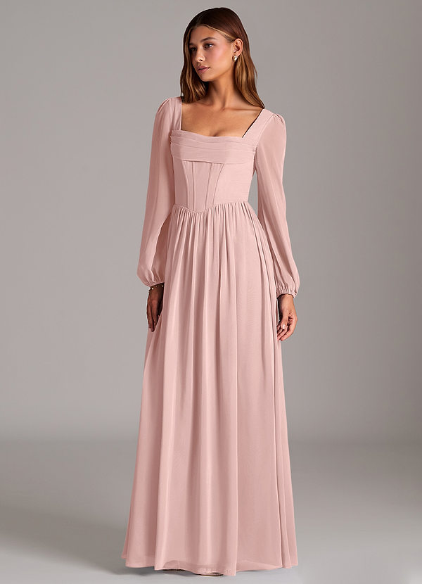 Maree Bridesmaid Dresses Powder Pink A-Line Corset Chiffon Dress image1