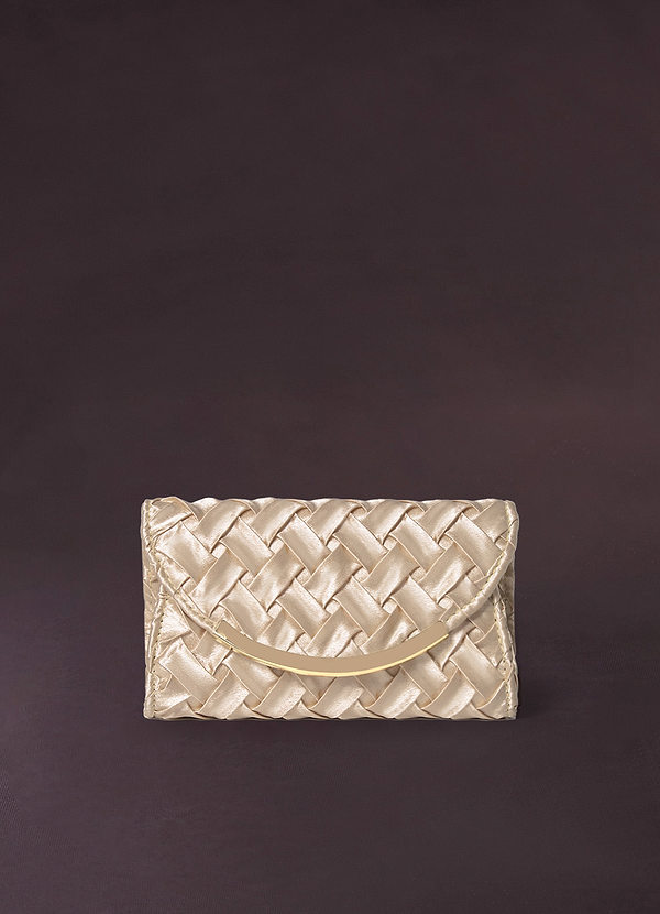front Satin Woven Clutch Bag