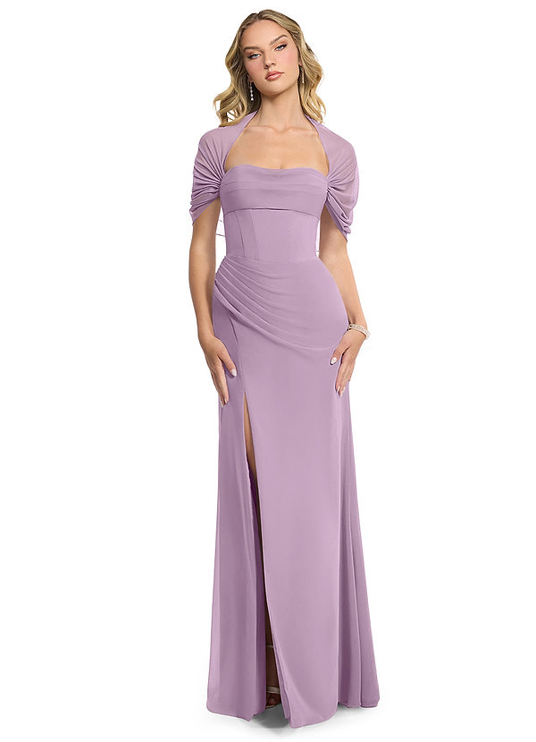 Azazie Zia Bridesmaid Dresses Wisteria Sheath Side Slit Chiffon Convertible Dress image1