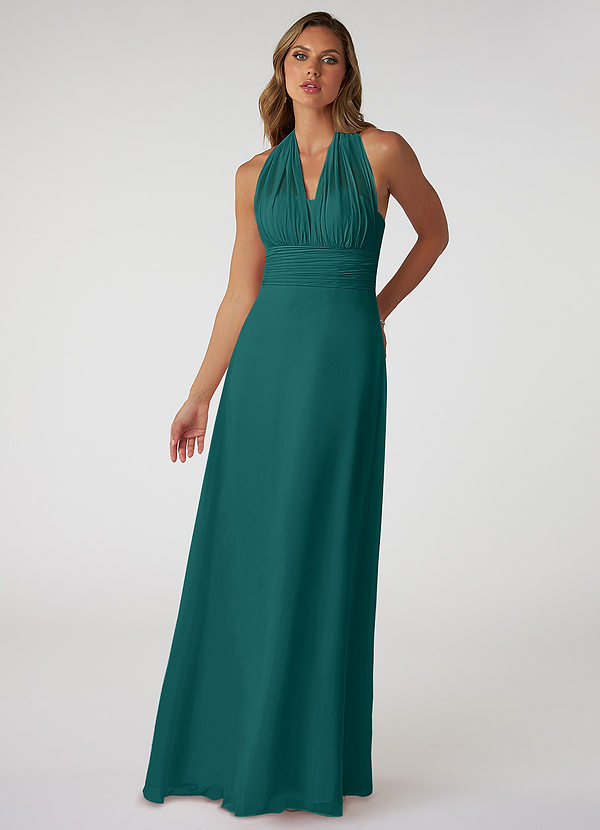 Azazie Fifi Bridesmaid Dresses Peacock A-Line Strapless Chiffon Convertible Dress image1