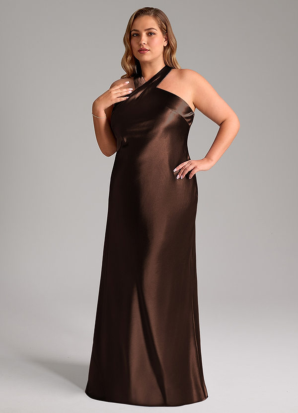 Azazie Doretta Brudtärneklänningar Klä av Sjöjungfru i Metallisk satin Rosett Ganache image1