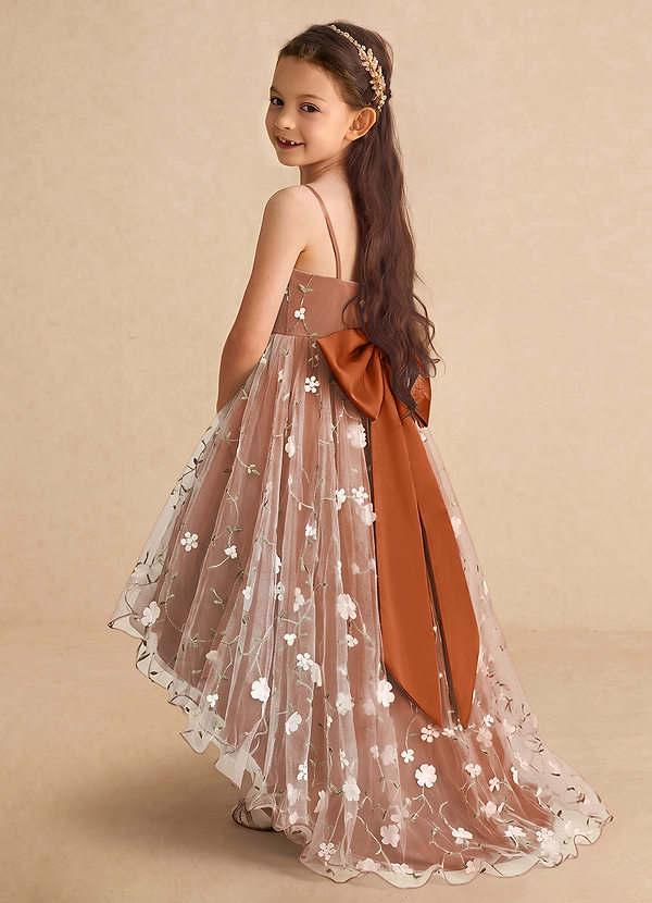 Celia Flower Girl Dresses Burnt Orange A-Line Spaghetti Strap Tulle Dress image1