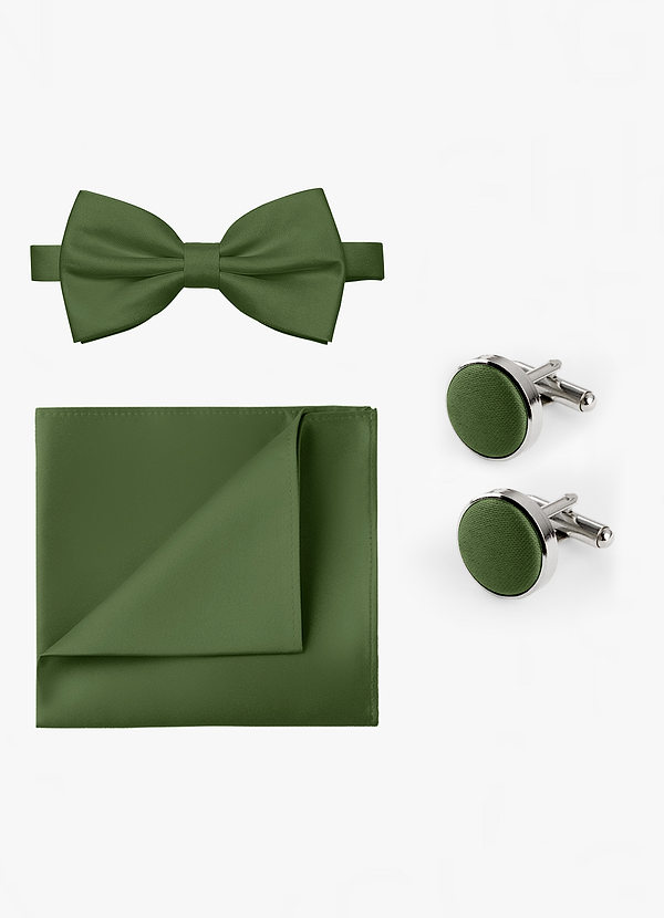 front Matching Bow Tie & Pocket Square & Cuff Links Set
