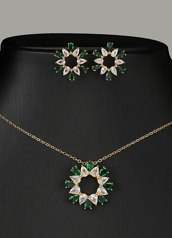 back Green Zirconia Radiance Jewelry Set