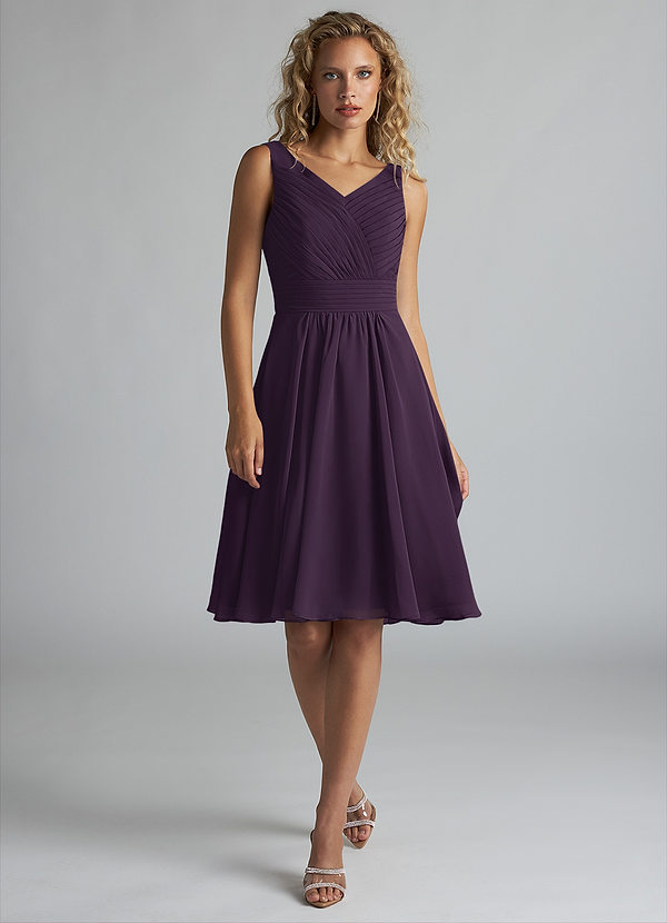 Azazie Grace Bridesmaid Dresses Plum A-Line Pleated Chiffon Dress image1