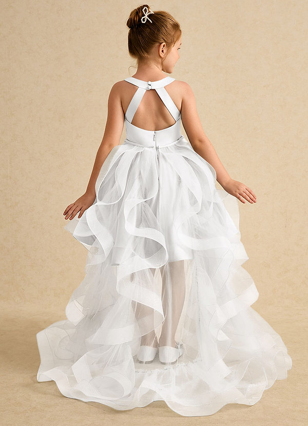 Azazie Julietta Flower Girl Dresses White Ball-Gown Convertible Tulle Dress image1