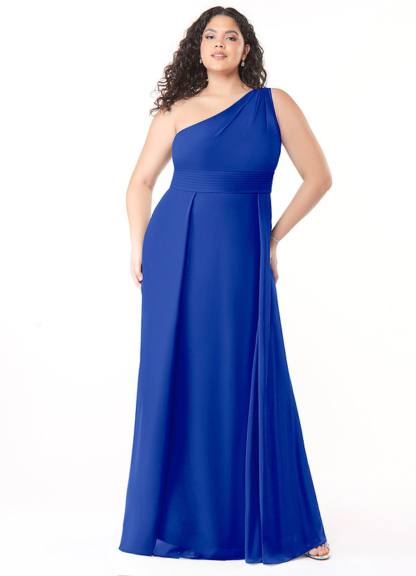 Azazie Dallas Bridesmaid Dresses Royal Blue A-Line One Shoulder Chiffon Dress image1