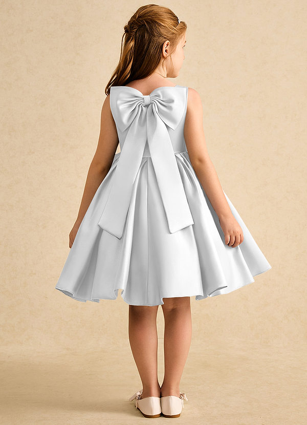Azazie Jessie Flower Girl Dresses Diamond White A-Line Bow Matte Satin Dress image1