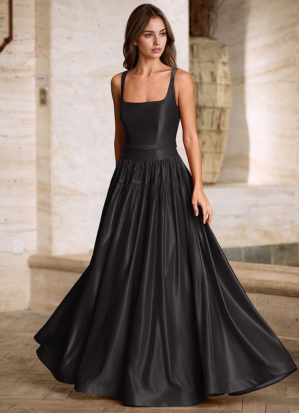 Arora Black Square Neckline Prom Dress image1