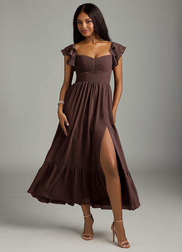 Azazie Anaya Bridesmaid Dresses Ganache A-Line Sweetheart Neckline Chiffon Dress image1