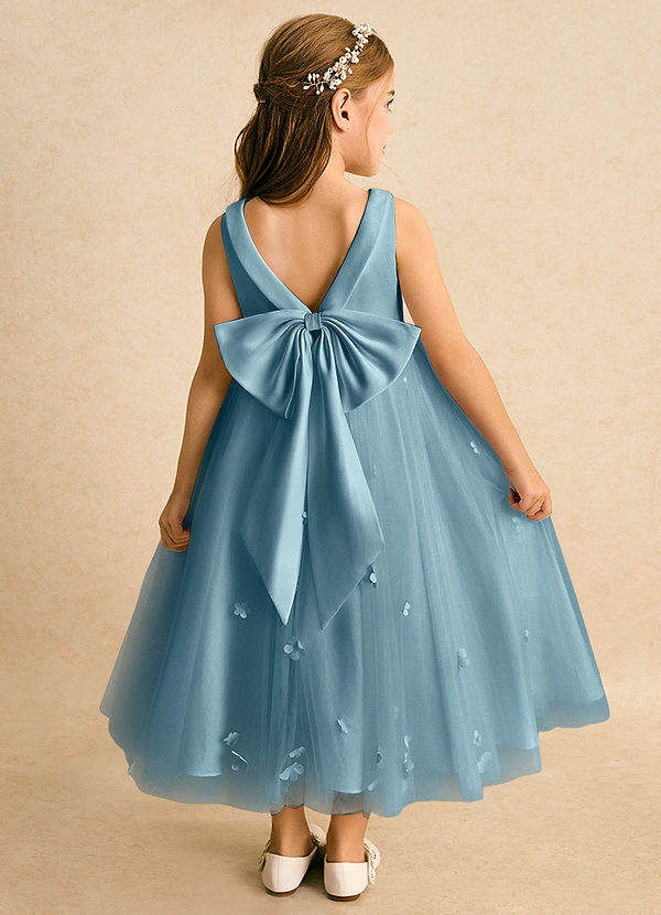 Azazie Angel Bloemenmeisjes Jurken Baljurk Jurk van Tule Boog Mystiek Blauw image1