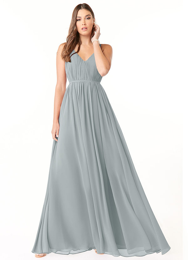Azazie Blythe Bridesmaid Dresses Dolphin Grey A-Line Pleated Chiffon Dress image1