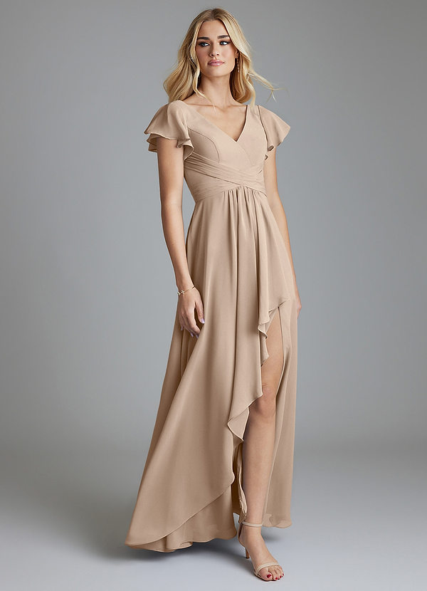 Azazie Omari Vestidos Dama de Honor Vestido de Gris Pardo de Gasa de Corte en A image1