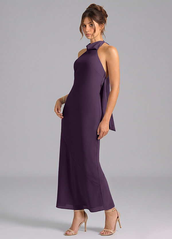 Azazie Velli Bridesmaid Dresses Plum Mermaid High Neck Chiffon Dress image1