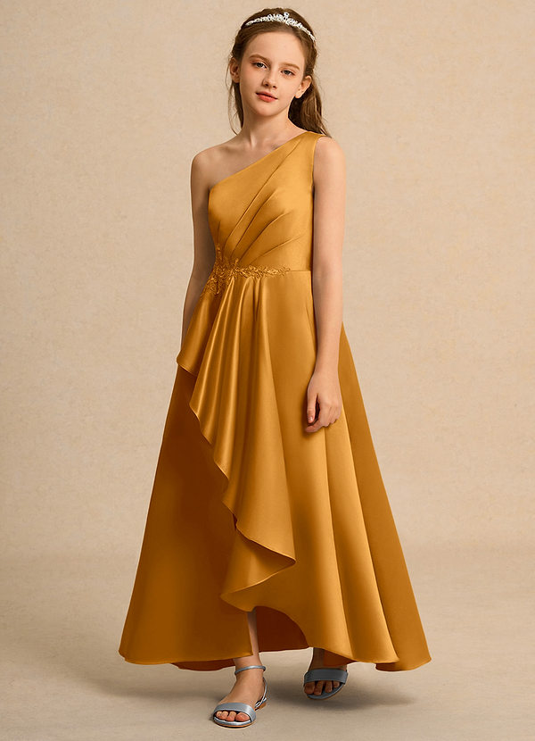 Azazie Taffy Junior Formal Klänningar för brudeflicka Klä A-Line i Matt satäng Spets image1