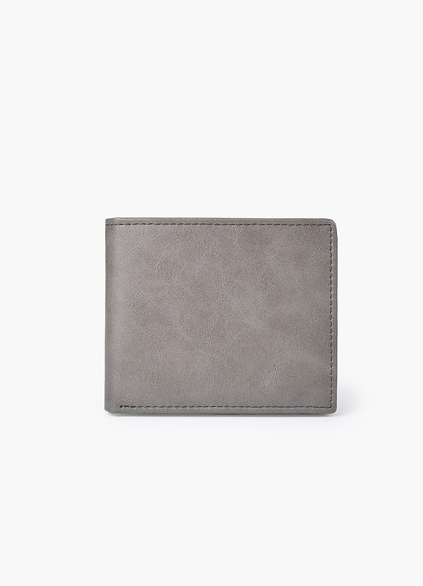 front Cartera plegable de cuero con bloqueo RFID para hombre