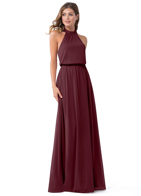Azazie Landry Bridesmaid Dresses Cabernet A-Line Pleated Mesh Dress image1