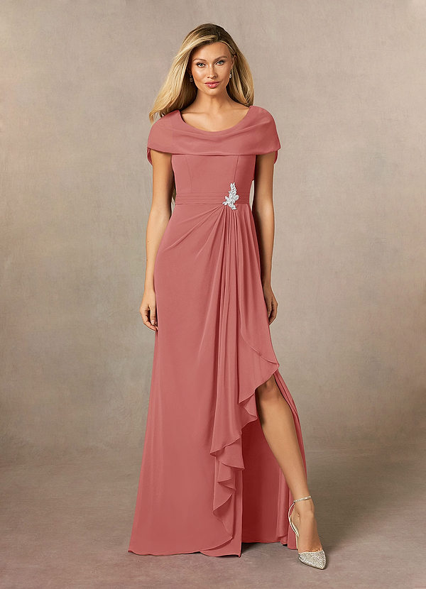 Azazie Mary Vestidos de Madre de la Novia Vestido de Rosa Antigua de Gasa de Corte en A con Corte Lateral image1