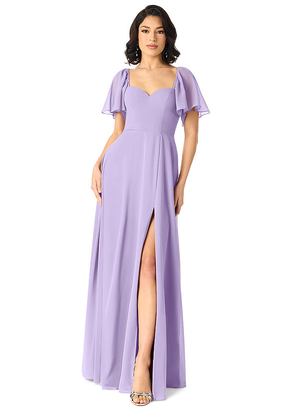 Azazie Chloe Bridesmaid Dresses Lilac A-Line Sweetheart Neckline Chiffon Dress image1