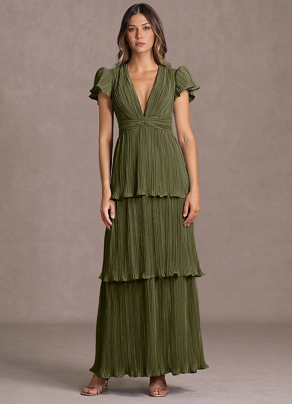 Talira Moss Green Maxi Dress image1