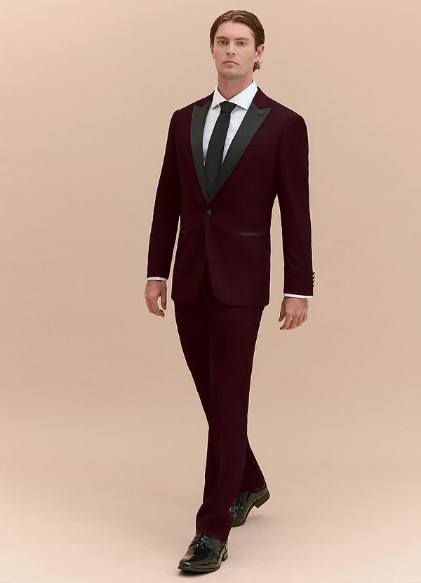 front Hudson Burgundy Peak Lapel Tuxedo