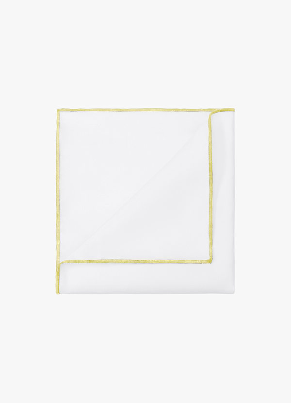 front Fazzoletto da taschino in raso bianco opaco con bordo colorato