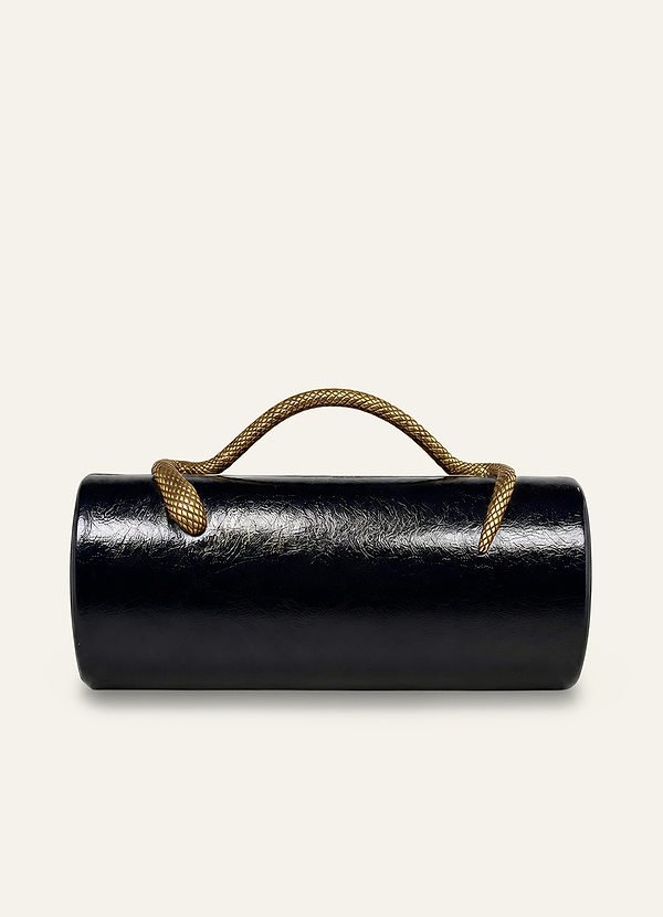 front Gold Snake Handle PU Leather Evening Handbag