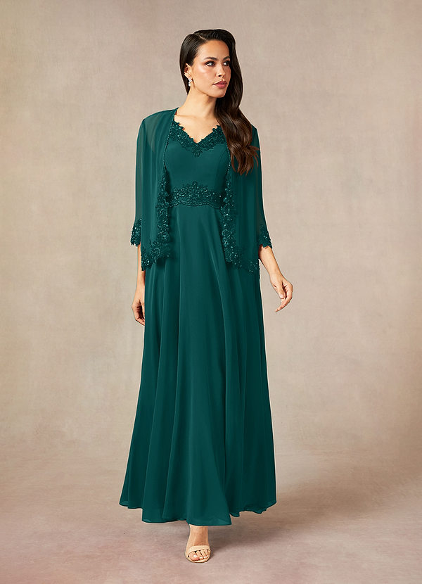 Azazie Devana Mother of the Brides Dresses Peacock A-Line Sequins Chiffon Dress image1