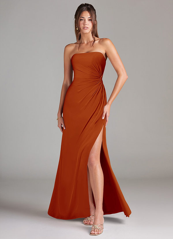 Azazie Aliani Bridesmaid Dresses Paprika Sheath Strapless Chiffon Convertible Dress image1