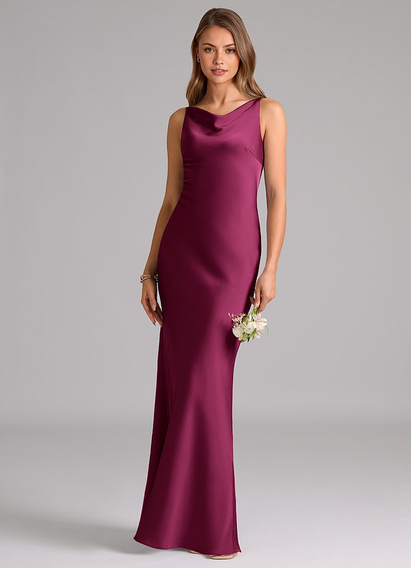 Allettie Bridesmaid Dresses Red Plum Mermaid Stretch Satin Dress image1