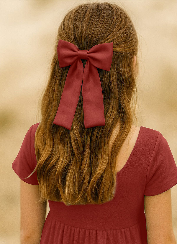 front Juego de pinzas para el cabello con lazo de satén para niñas