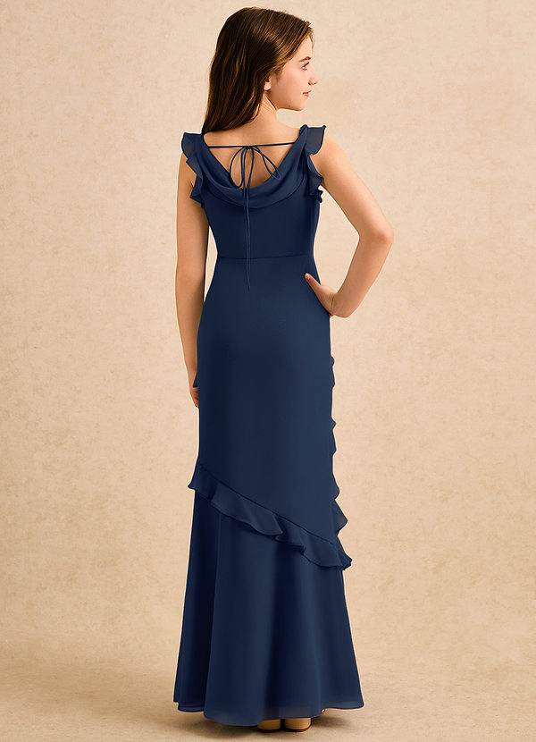 Azazie Aria Girls Formal Klänningar för brudeflicka Klä Sjöjungfru i Chiffong Rynkad image1