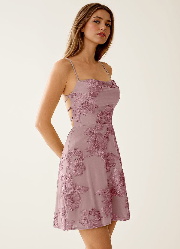 Lysandra Dusty Lilac Stretch 3D Flowers Corset Mini Dress image1