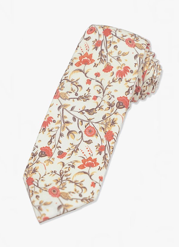 front Cravate fine à fleurs d'automne
