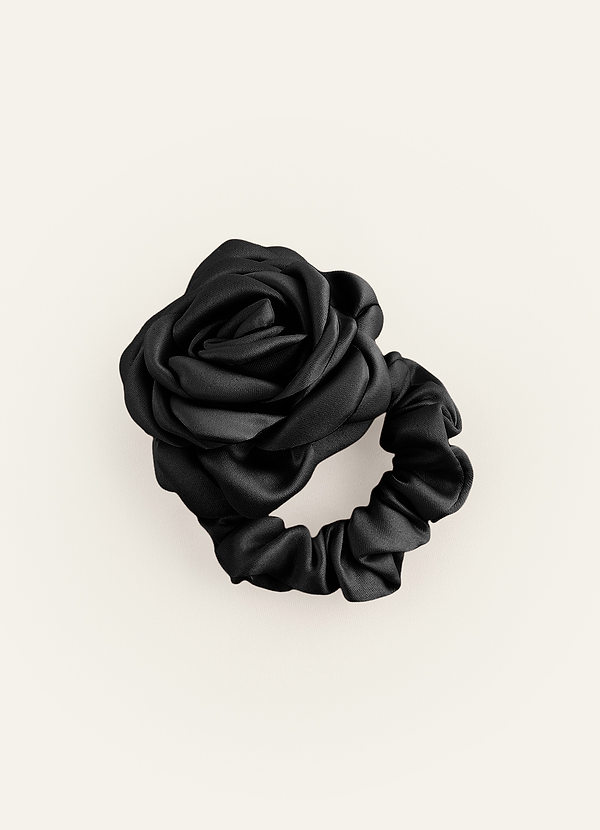 front Scrunchie in raso opaco rosa abbinato