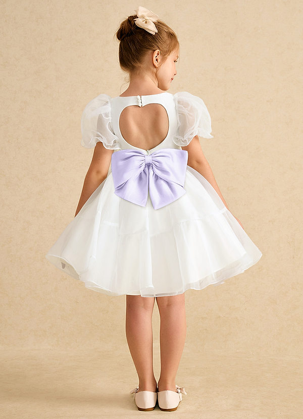 Azazie Debbie Vestidos de Niña de Flores Vestido de Marfil Lila de Organza de Princesa con Escote de Corazón image1
