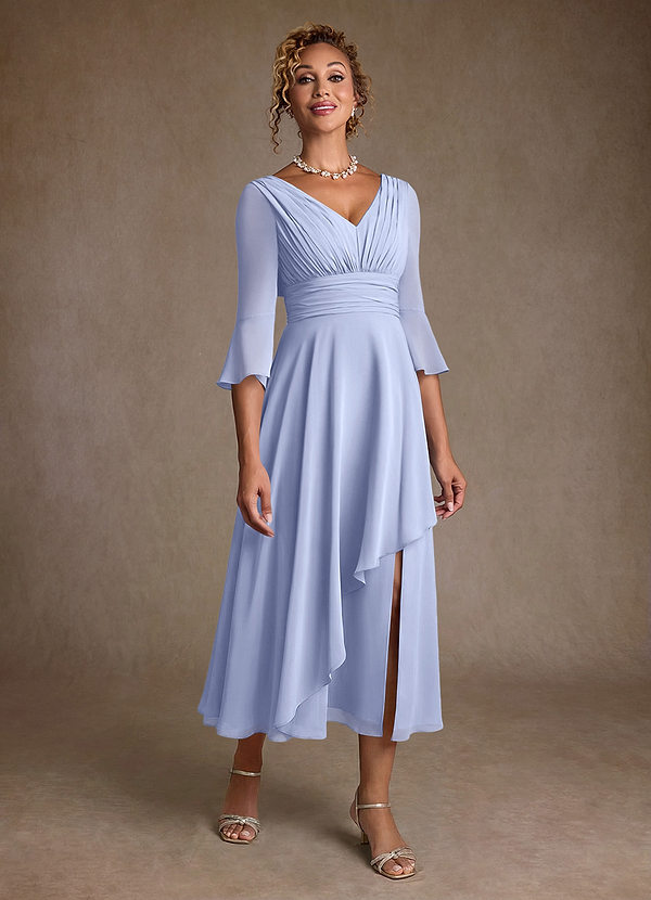 Azazie Aerynne Mother of the Brides Dresses Ice A-Line Pleated Chiffon Dress image1