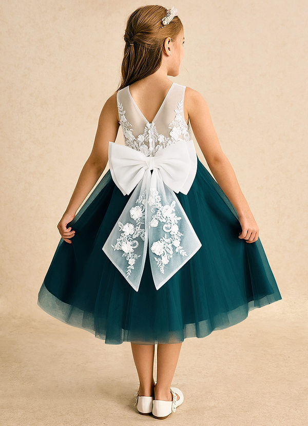 Azazie Lina Flower Girl Dresses Ivory Pine Ball-Gown Lace Dress image1