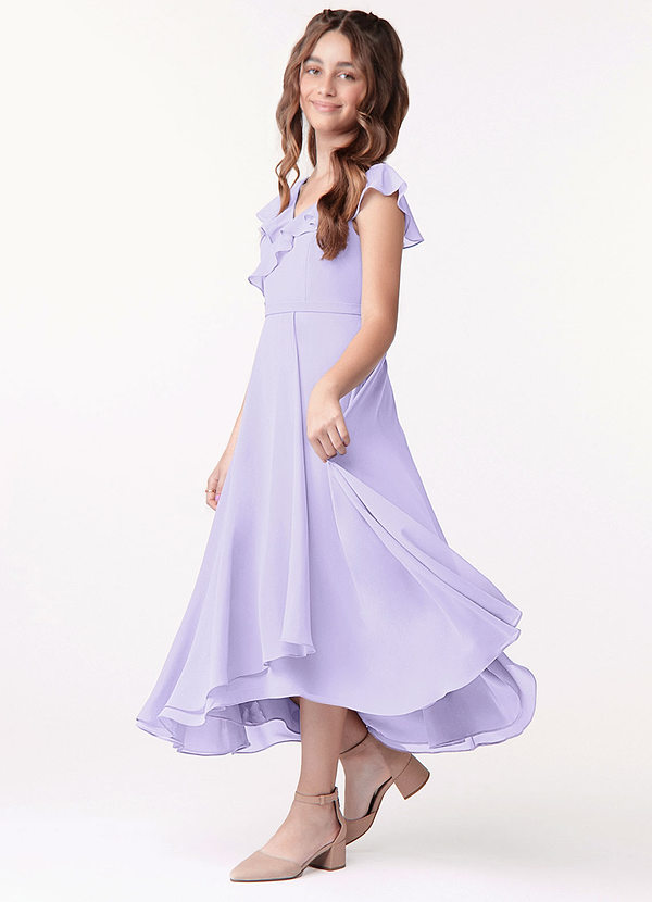 Azazie Posie Junior Lilac A-Line Ruched Chiffon Dress image1