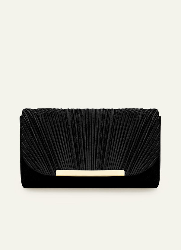 front Satin Pleated Envelope Clutch