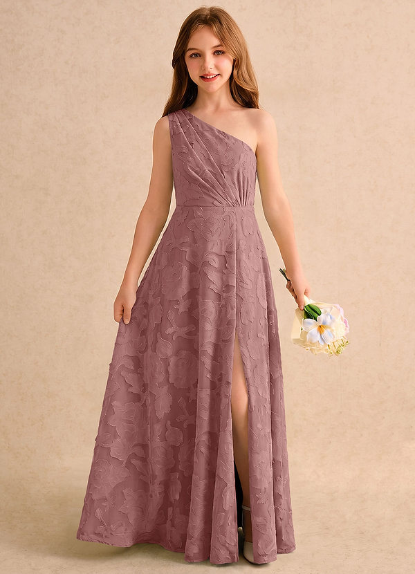 Azazie Pudles Girls Formal Sukienki dla Dziewczynki Sypiącej Kwiaty Litera A Na jedno ramię Kwiatowe wypalenie Do podłogi Sukienka image1