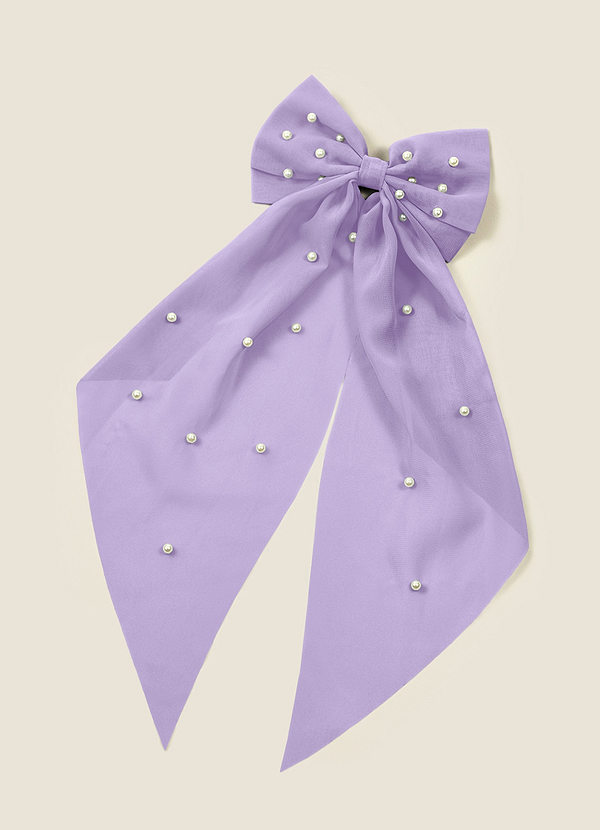 front Matching Color Chiffon Pearl Hair Bow Hair Clip