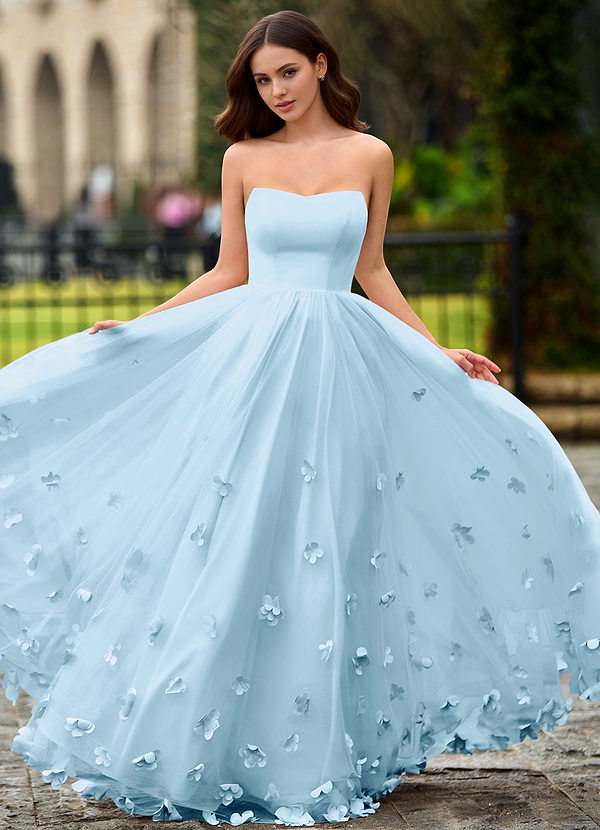 Calliope Bleu Ciel Robe de bal à fleurs image1